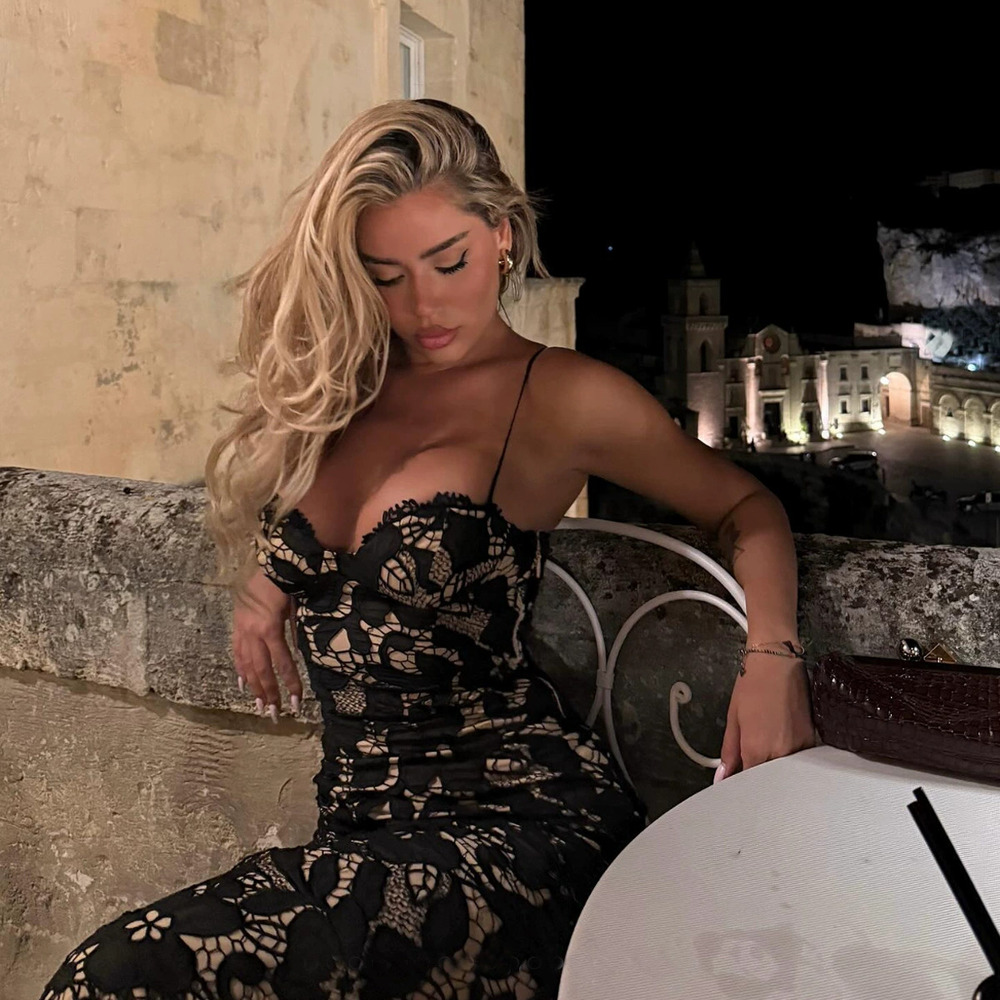 Forever 21 Lace Backless Bodycon Spaghetti Strap Slit Dress